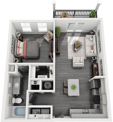 Floor plan for 1 bed, 1 bath, 793 sqft